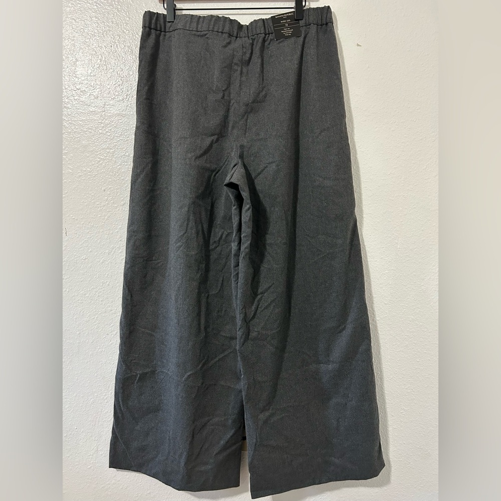 WIDE LEG BITTON TAB FLANNEL PANTS DARK GREY SIZE 12 - Picture 6 of 6